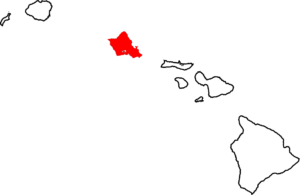 Hawaii map, highlighting island of Oahu