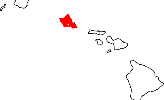 Hawaii map, highlighting island of Oahu