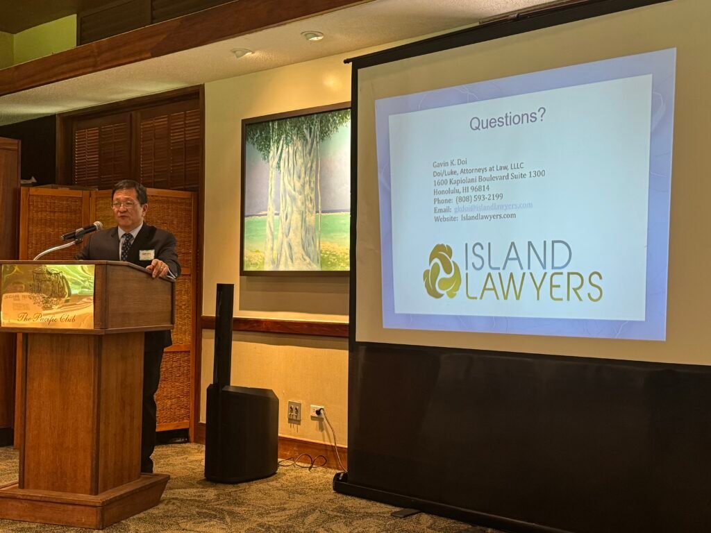 Photo, Gavin Doi presenting to the Financial Planning Association of Hawaii, Jan. 13, 2026