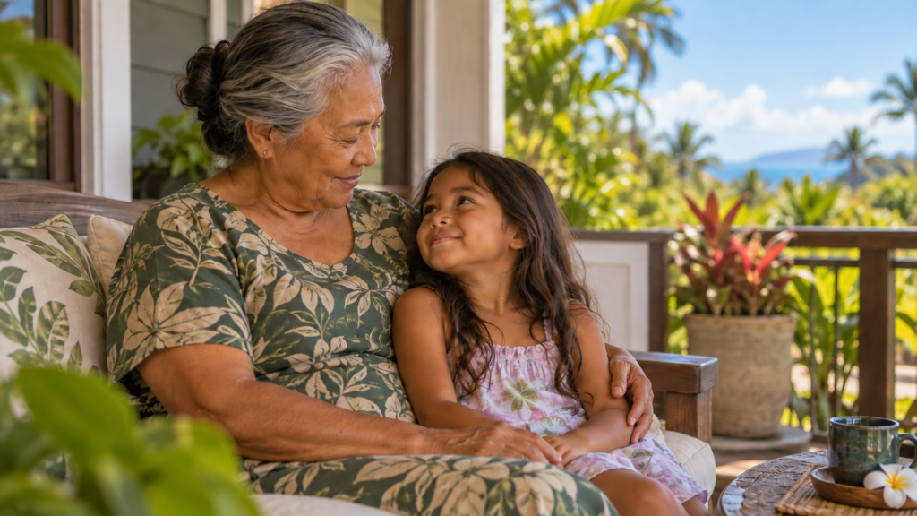 Loving grandparent and grandchild