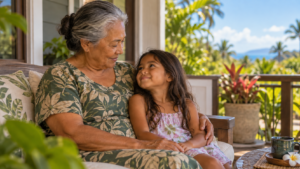 Loving grandparent and grandchild