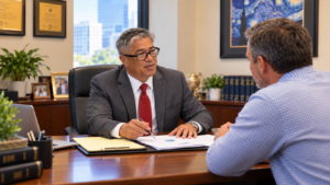 Client discussing alimony and finances with a Hawaii divorce attorney