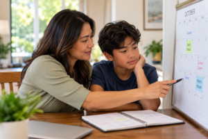 Parent and Child, looking at a parenting schedule